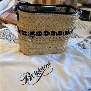 Brighton Woven Tan and Black Shoulder Bag
